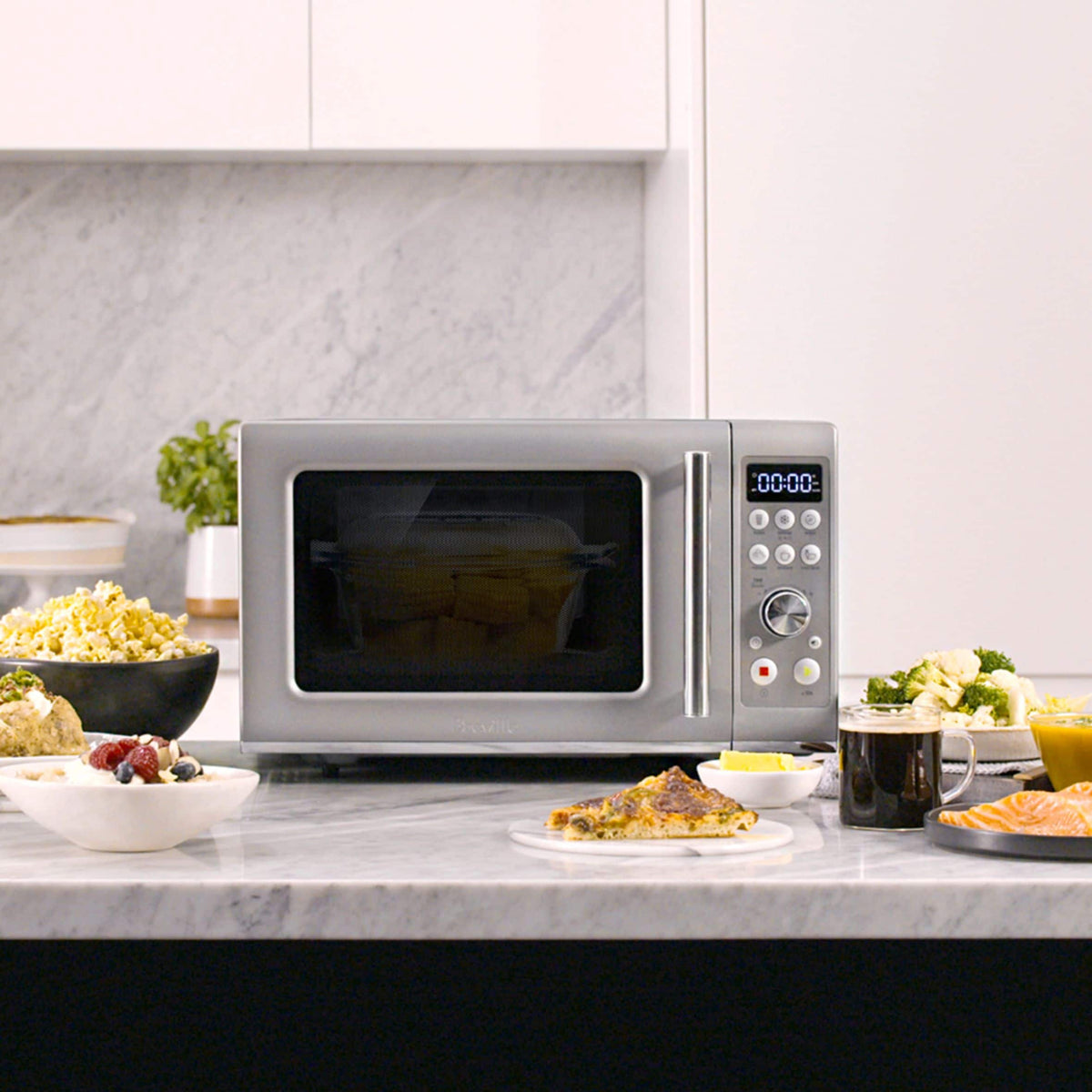 Breville - the Compact Wave Soft Close 0.9 Cu. Ft. Microwave - Silver