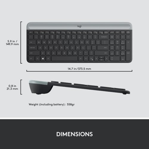 Logitech - MK470 Full-size Wireless Scissor Keyboard and Mouse Bundle for Windows with Quiet clicks - Black/Gray