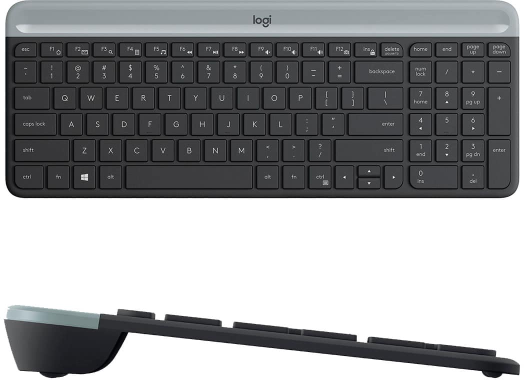Logitech - MK470 Full-size Wireless Scissor Keyboard and Mouse Bundle for Windows with Quiet clicks - Black/Gray
