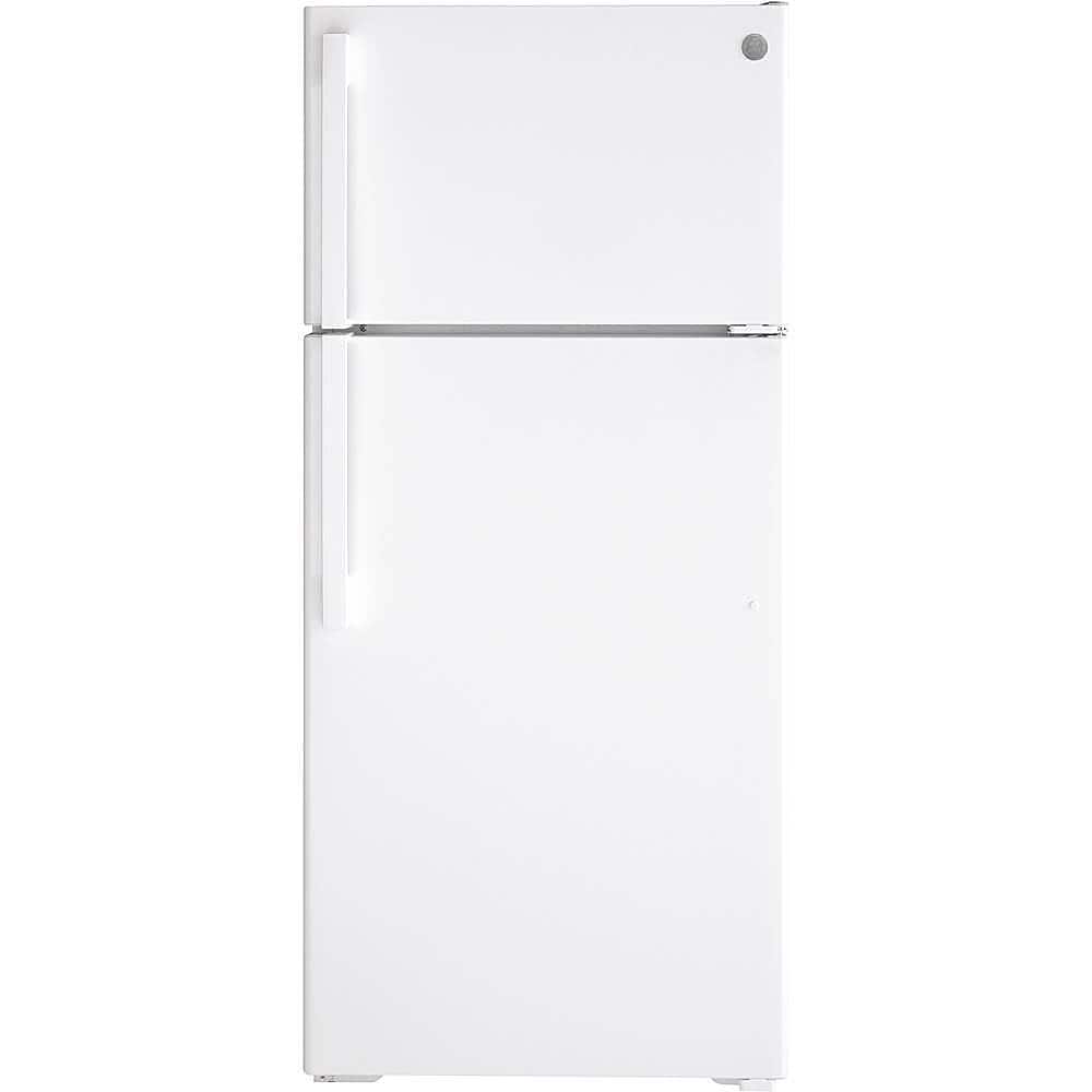 GE - 28 in. Wide 16.6 Cu. Ft. Top-Freezer Refrigerator with Edge-to-Edge Glass Shelves - White