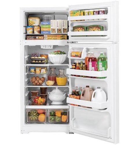 GE - 28 in. Wide 16.6 Cu. Ft. Top-Freezer Refrigerator with Edge-to-Edge Glass Shelves - White