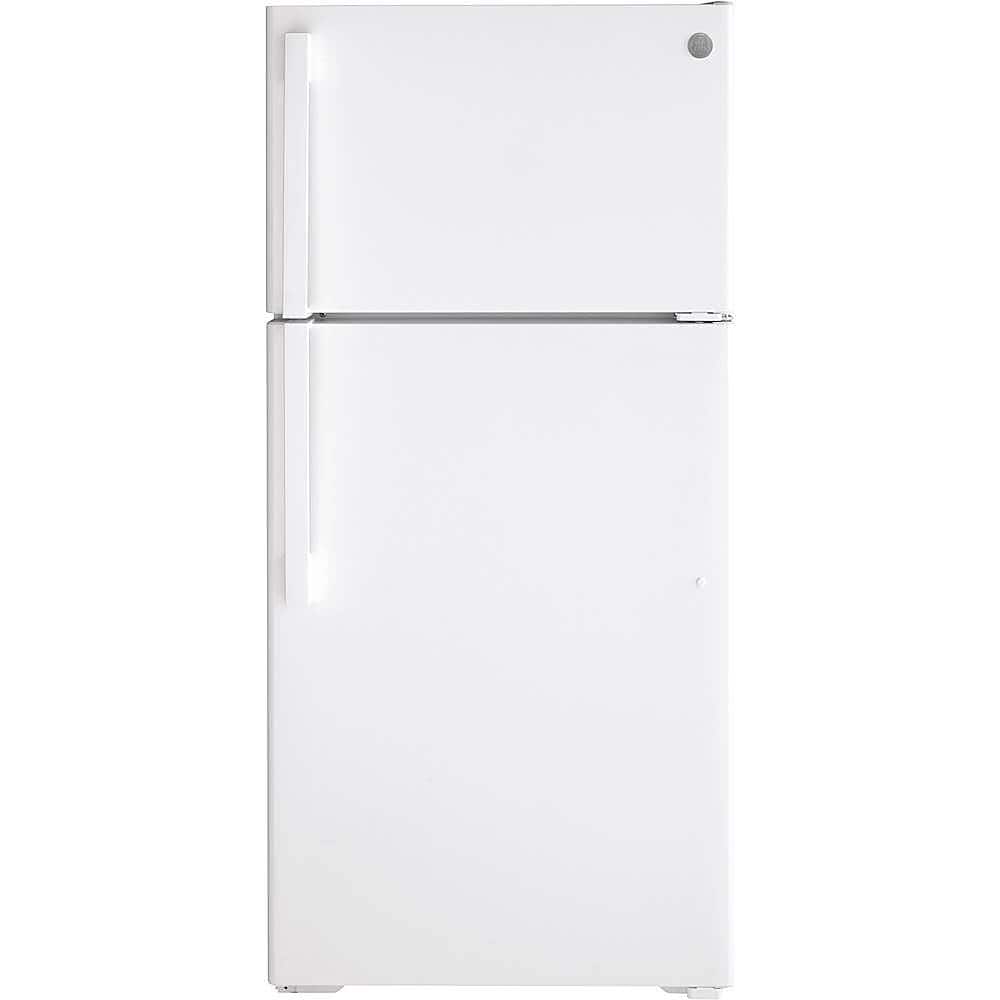 GE - 28 in. Wide 15.6 Cu. Ft. Top-Freezer Refrigerator with LED Interior Lighting - White