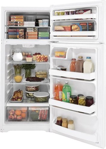 GE - 28 in. Wide 17.5 Cu. Ft. Top-Freezer Refrigerator with LED Interior Lighting - White
