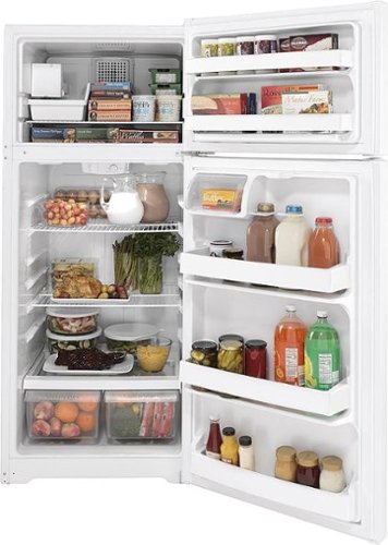GE - 28 in. Wide 17.5 Cu. Ft. Top-Freezer Refrigerator with LED Interior Lighting - White