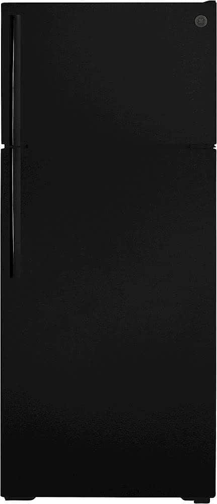 GE - 28 in. Wide 17.5 Cu. Ft. Top-Freezer Refrigerator with Interior LED Lighting - Black