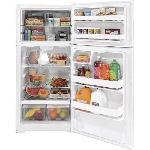 GE - 28 in. Wide 16.6 Cu. Ft. Top-Freezer Refrigerator with LED Interior Lighting - White