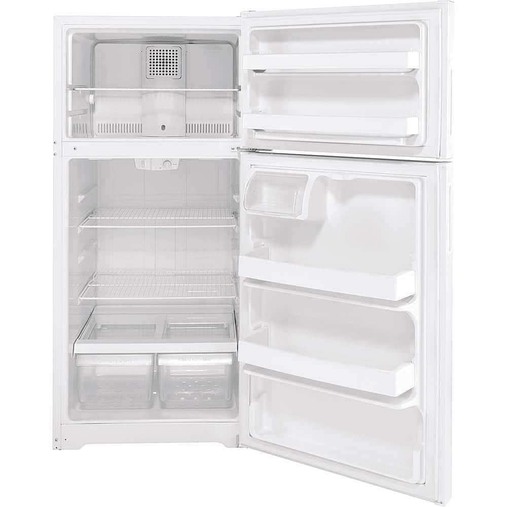 GE - 28 in. Wide 16.6 Cu. Ft. Top-Freezer Refrigerator with LED Interior Lighting - White