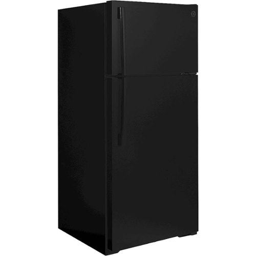 GE - 28 in. Wide 16.6 Cu. Ft. Top-Freezer Refrigerator with Adjustable Wire Shelves - Black