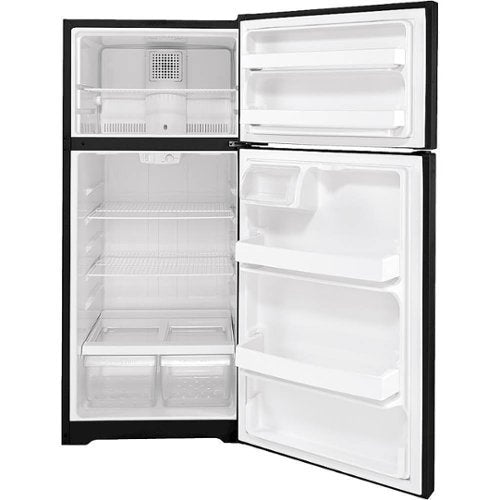 GE - 28 in. Wide 16.6 Cu. Ft. Top-Freezer Refrigerator with Adjustable Wire Shelves - Black