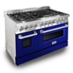 ZLINE - 48 in. Wide 7 Burner Professional 6 Cu. Ft. Freestanding Double Oven Dual Fuel Range - Blue Gloss