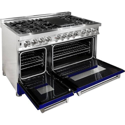 ZLINE - 48 in. Wide 7 Burner Professional 6 Cu. Ft. Freestanding Double Oven Dual Fuel Range - Blue Gloss