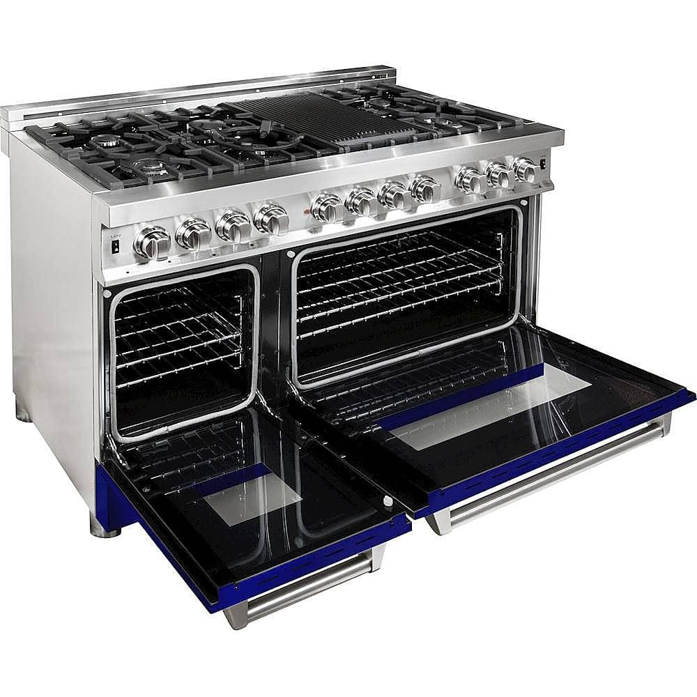 ZLINE - 48 in. Wide 7 Burner Professional 6 Cu. Ft. Freestanding Double Oven Dual Fuel Range - Blue Gloss