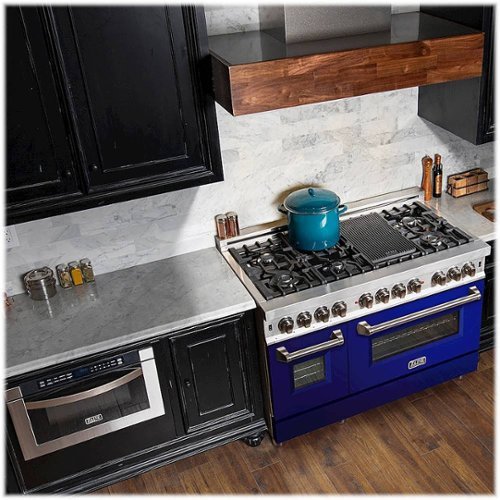 ZLINE - 48 in. Wide 7 Burner Professional 6 Cu. Ft. Freestanding Double Oven Dual Fuel Range - Blue Gloss