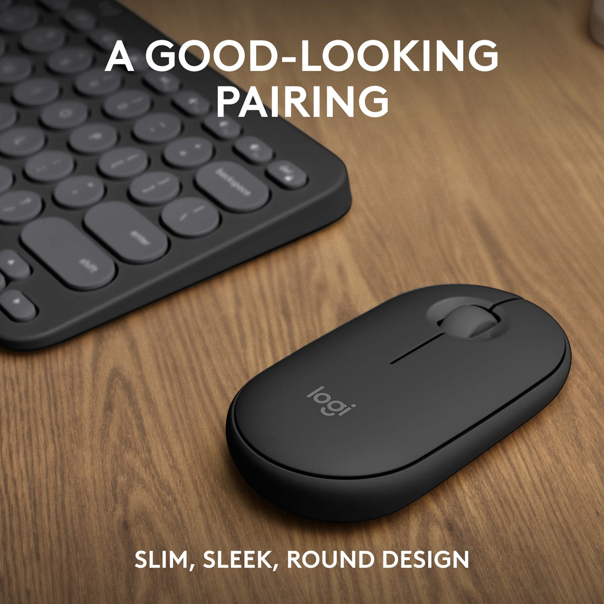 Logitech - Pebble 2 Combo Compact Wireless Scissor Keyboard and Mouse Bundle for Windows, macOS, iPadOS, Chrome - Graphite