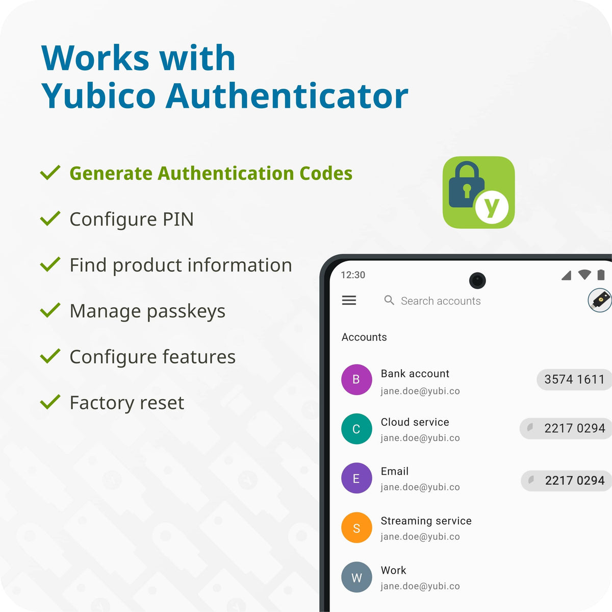 Yubico - YubiKey 5 NFC - Two-Factor authentication (2FA) Security Key, Connect via USB-A or NFC, FIDO Certified Two Pack - Black