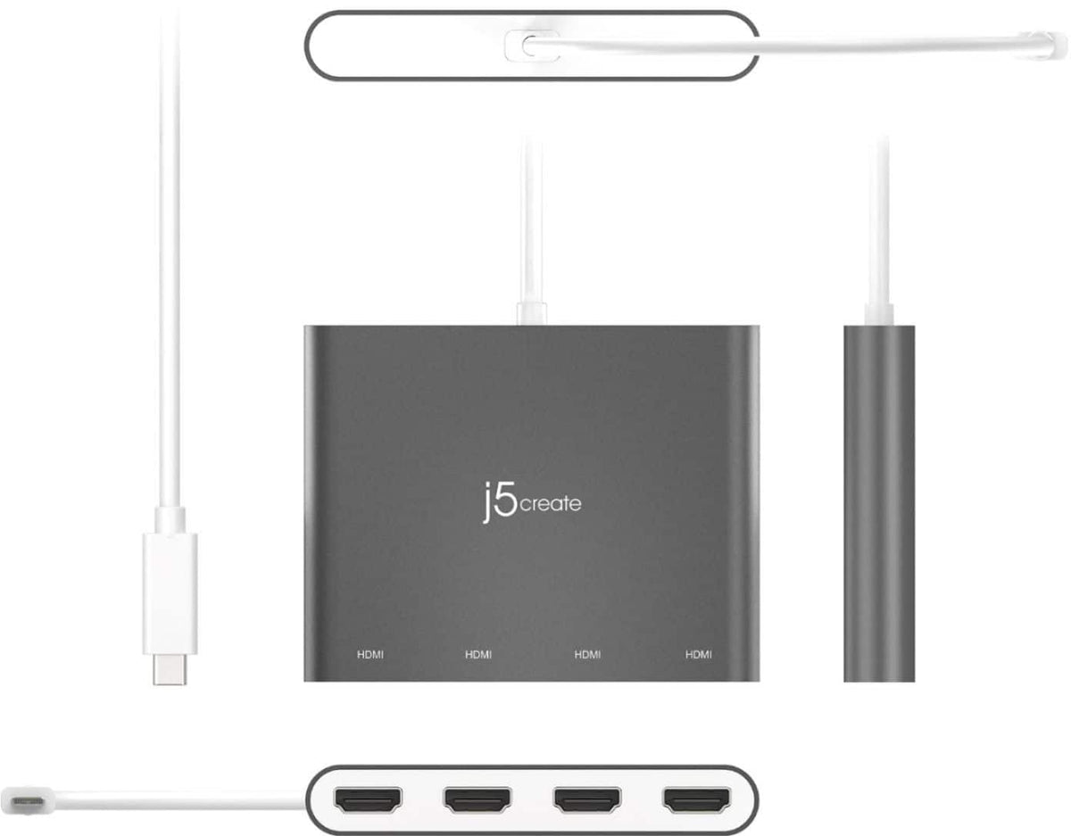 j5create - USB-C to 4-Port HDMI Multi-Monitor Adapter - Silver