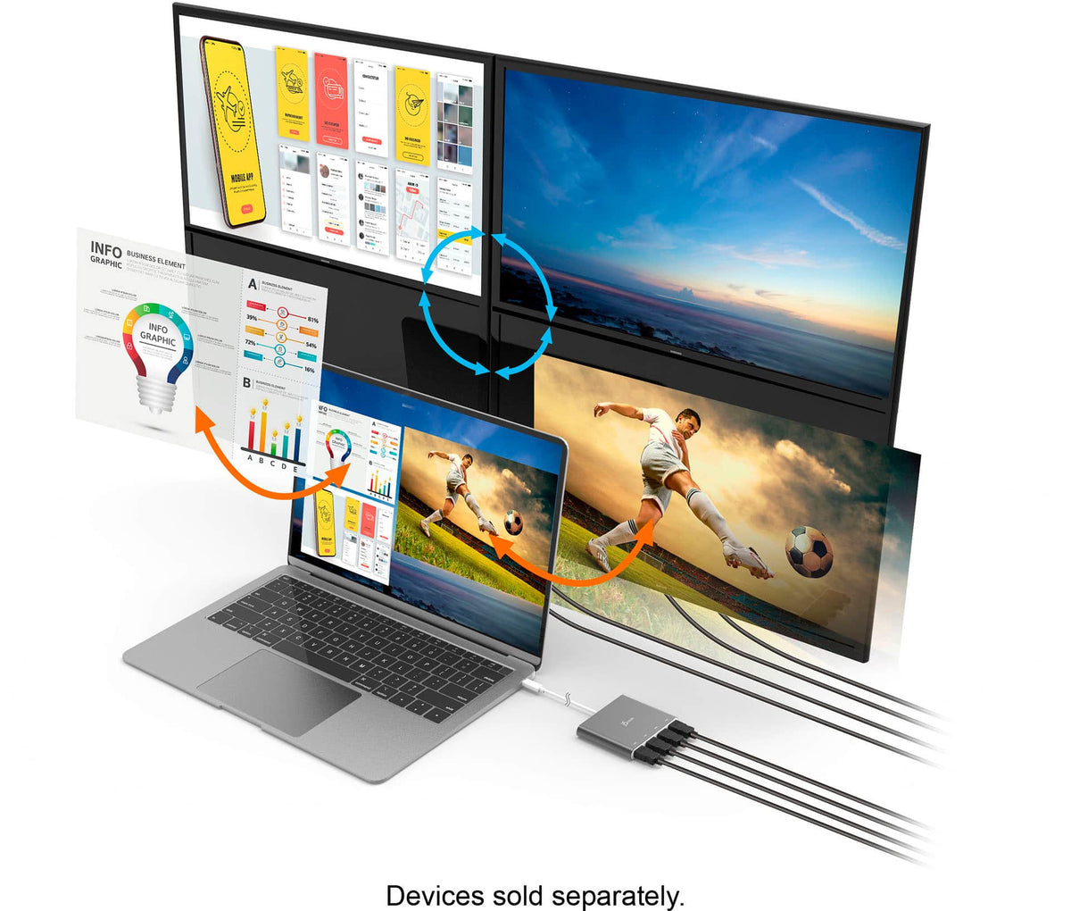 j5create - USB-C to 4-Port HDMI Multi-Monitor Adapter - Silver