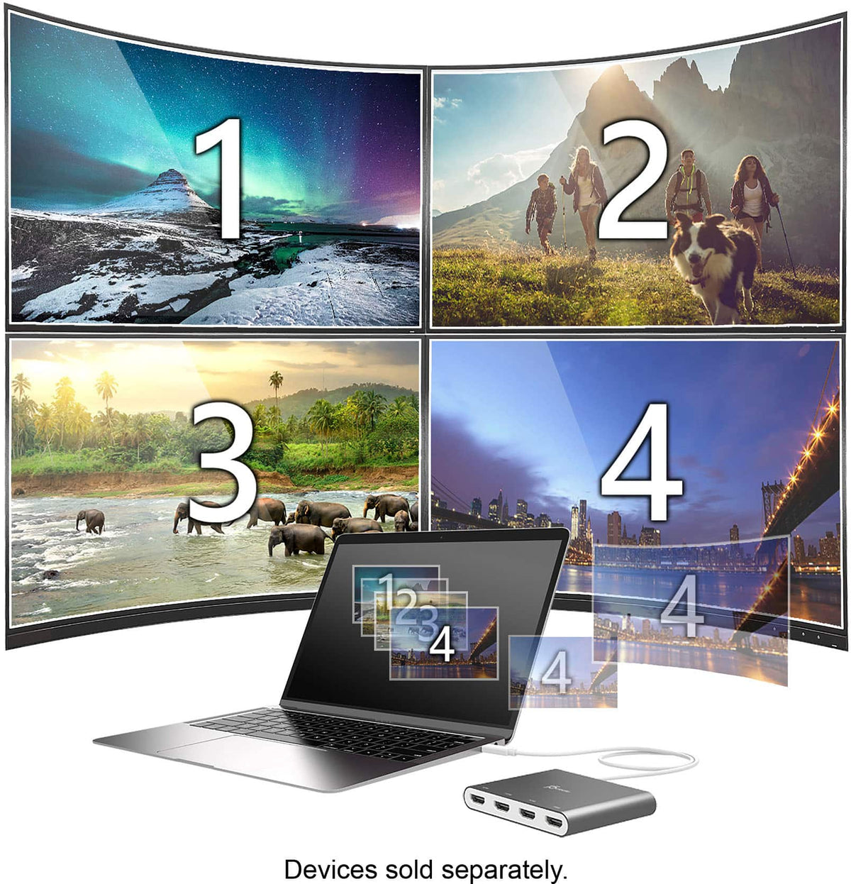 j5create - USB-C to 4-Port HDMI Multi-Monitor Adapter - Silver