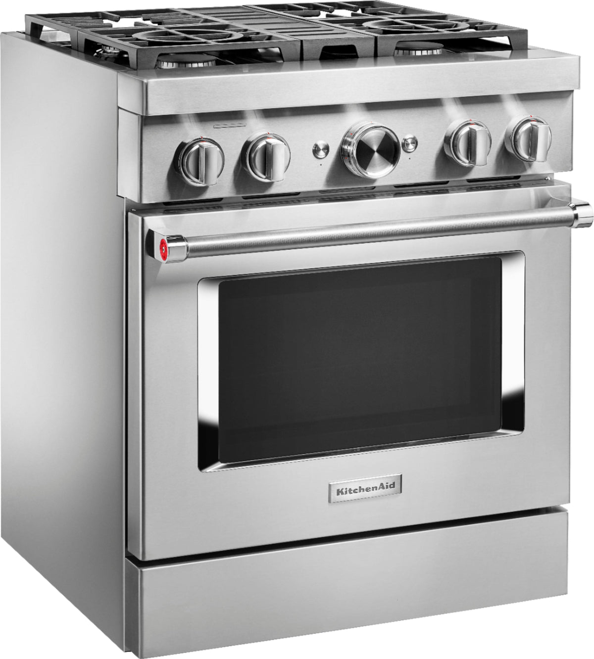 KitchenAid - 30 in. Wide 4 burners Commercial-Style 4.1 cu. ft. Slide-In Gas True Convection Range with Self-Cleaning - Stainless Steel
