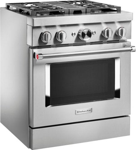 KitchenAid - 30 in. Wide 4 burners Commercial-Style 4.1 cu. ft. Slide-In Gas True Convection Range with Self-Cleaning - Stainless Steel