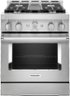 KitchenAid - 30 in. Wide 4 burners Commercial-Style 4.1 cu. ft. Slide-In Gas True Convection Range with Self-Cleaning - Stainless Steel