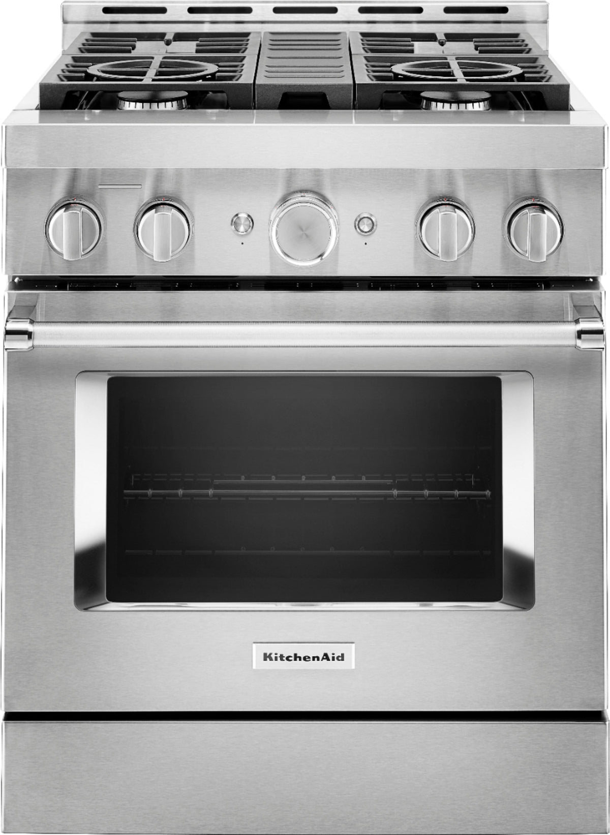 KitchenAid - 30 in. Wide 4 burners Commercial-Style 4.1 cu. ft. Slide-In Gas True Convection Range with Self-Cleaning - Stainless Steel