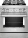 KitchenAid - 30 in. Wide 4 burners Commercial-Style 4.1 cu. ft. Slide-In Gas True Convection Range with Self-Cleaning - Stainless Steel