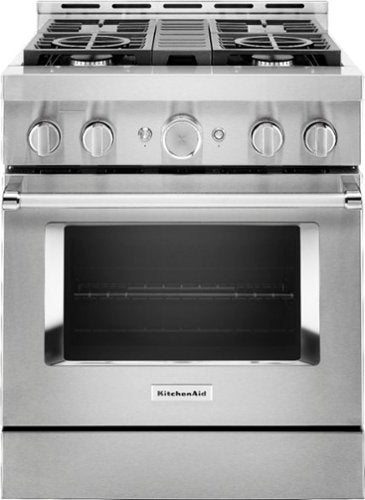 KitchenAid - 30 in. Wide 4 burners Commercial-Style 4.1 cu. ft. Slide-In Gas True Convection Range with Self-Cleaning - Stainless Steel