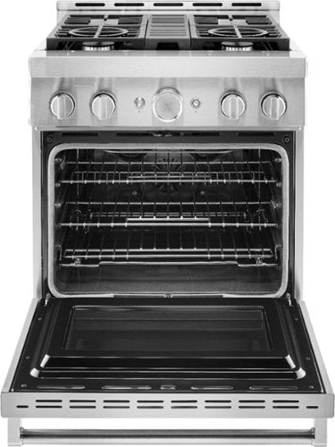 KitchenAid - 30 in. Wide 4 burners Commercial-Style 4.1 cu. ft. Slide-In Gas True Convection Range with Self-Cleaning - Stainless Steel