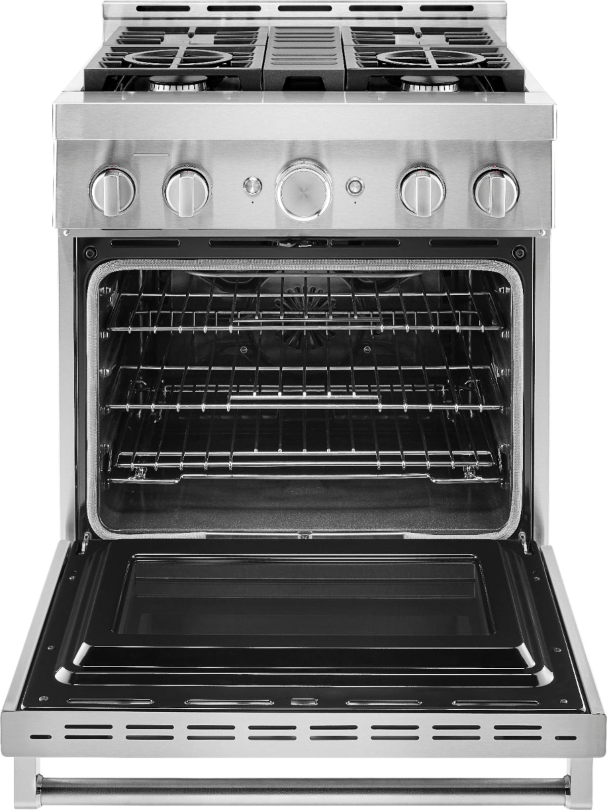 KitchenAid - 30 in. Wide 4 burners Commercial-Style 4.1 cu. ft. Slide-In Gas True Convection Range with Self-Cleaning - Stainless Steel