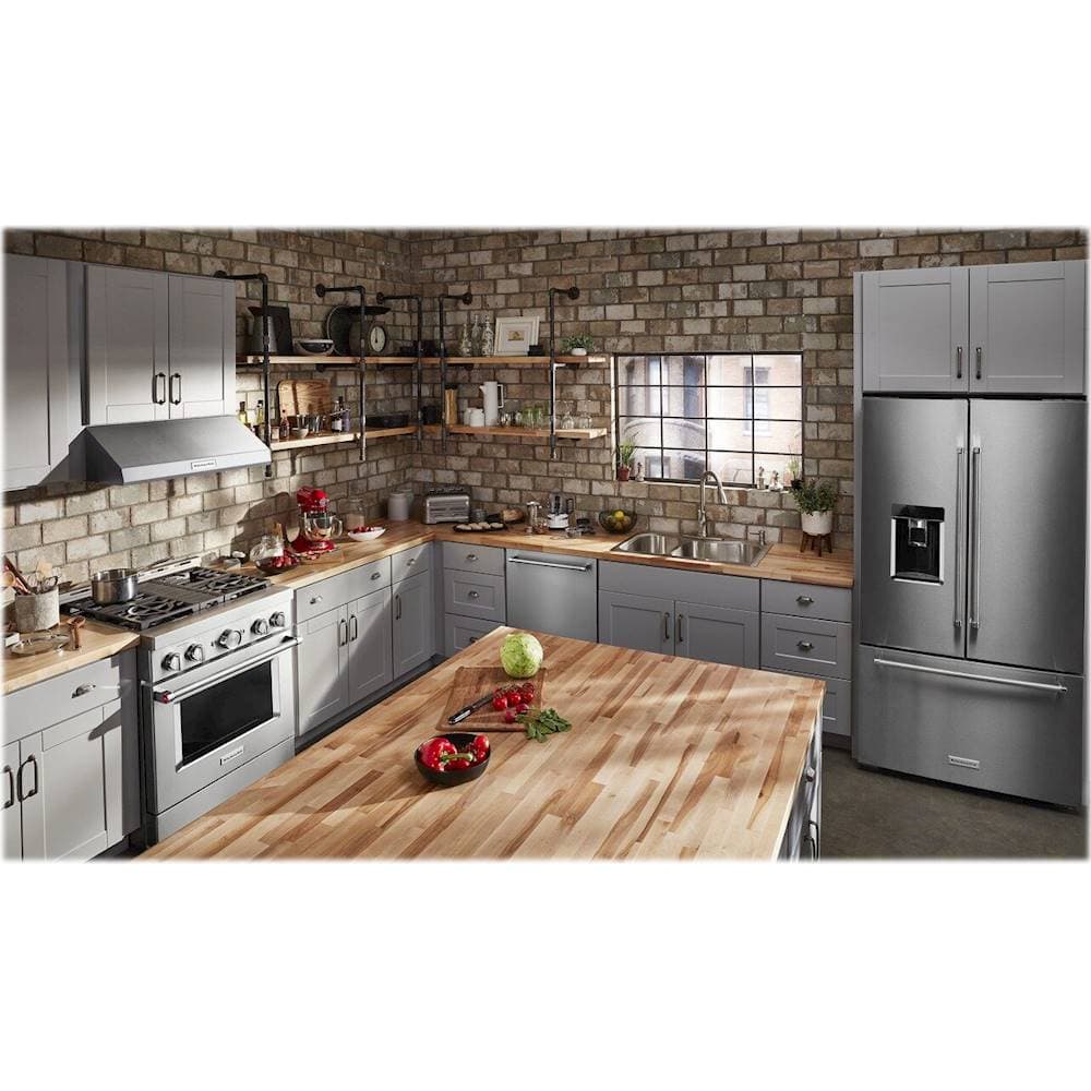 KitchenAid - 30 in. Wide 4 burners Commercial-Style 4.1 cu. ft. Slide-In Gas True Convection Range with Self-Cleaning - Stainless Steel