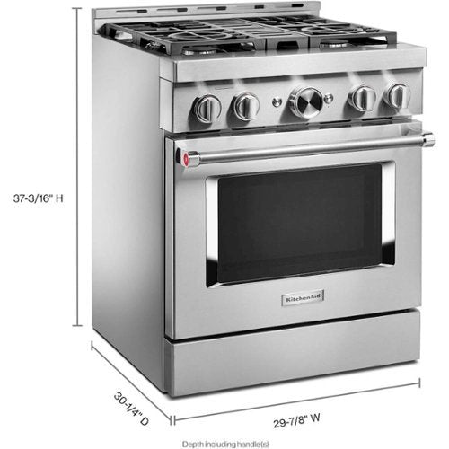 KitchenAid - 30 in. Wide 4 burners Commercial-Style 4.1 cu. ft. Slide-In Gas True Convection Range with Self-Cleaning - Stainless Steel