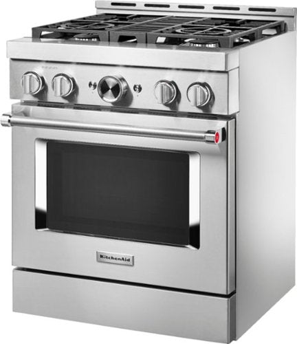 KitchenAid - 30 in. Wide 4 burners Commercial-Style 4.1 cu. ft. Slide-In Gas True Convection Range with Self-Cleaning - Stainless Steel