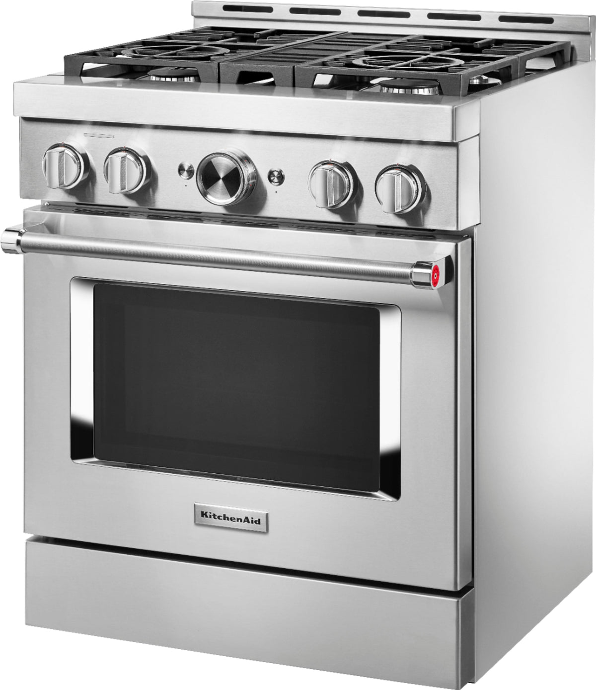 KitchenAid - 30 in. Wide 4 burners Commercial-Style 4.1 cu. ft. Slide-In Gas True Convection Range with Self-Cleaning - Stainless Steel