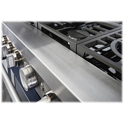 KitchenAid - 36 in. Wide 6 burner 5.1 cu. ft. Freestanding Dual Fuel True Convection Range with Self-Cleaning - Ink Blue