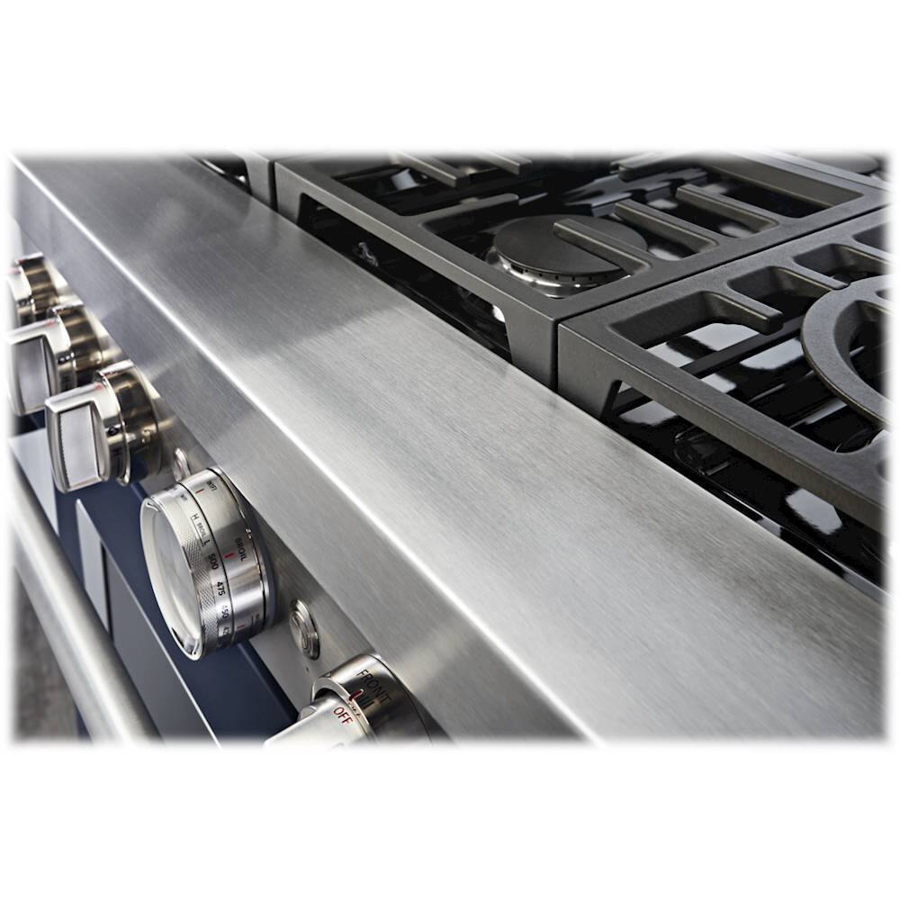 KitchenAid - 36 in. Wide 6 burner 5.1 cu. ft. Freestanding Dual Fuel True Convection Range with Self-Cleaning - Ink Blue