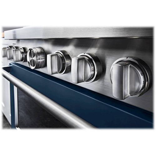 KitchenAid - 36 in. Wide 6 burner 5.1 cu. ft. Freestanding Dual Fuel True Convection Range with Self-Cleaning - Ink Blue