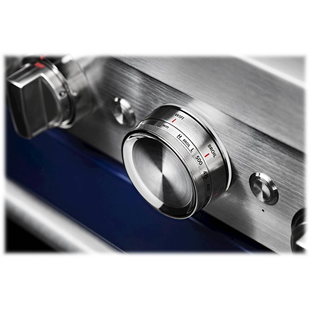 KitchenAid - 36 in. Wide 6 burner 5.1 cu. ft. Freestanding Dual Fuel True Convection Range with Self-Cleaning - Ink Blue