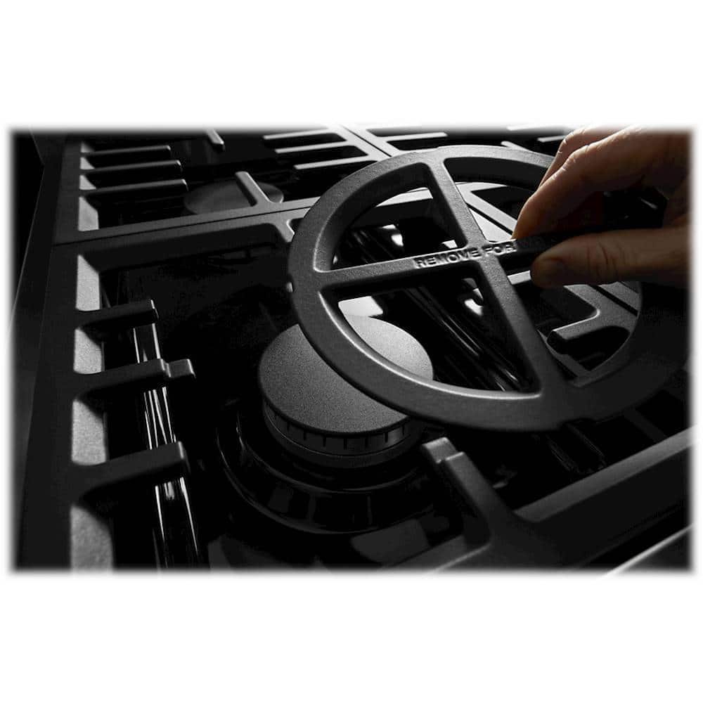 KitchenAid - 36 in. Wide 6 burner 5.1 cu. ft. Freestanding Dual Fuel True Convection Range with Self-Cleaning - Ink Blue