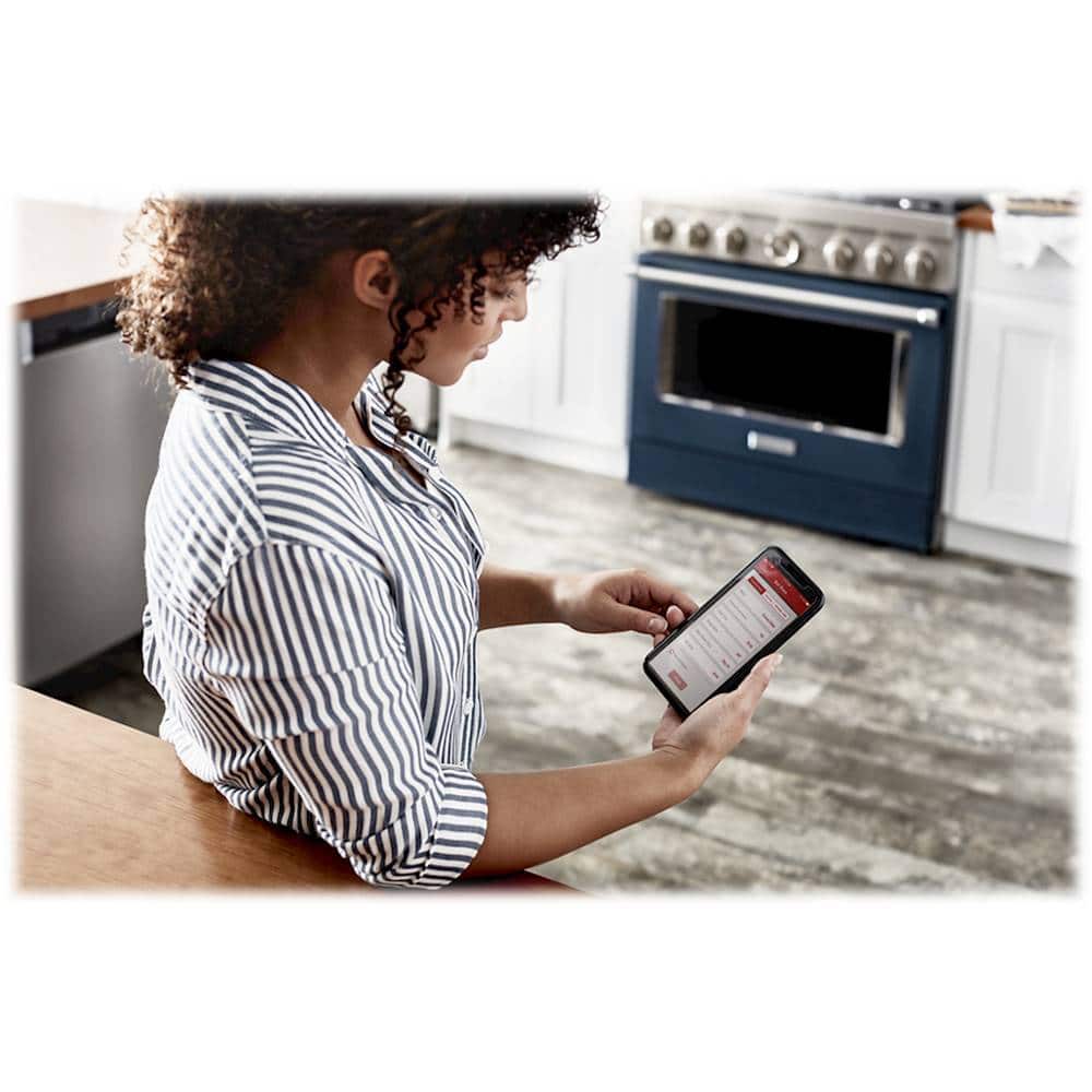 KitchenAid - 36 in. Wide 6 burner 5.1 cu. ft. Freestanding Dual Fuel True Convection Range with Self-Cleaning - Ink Blue