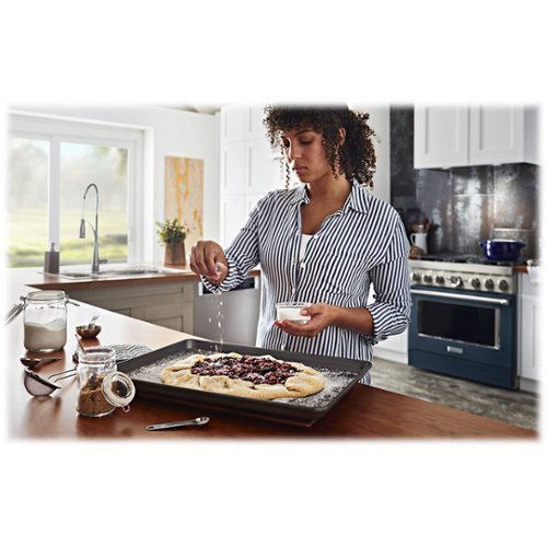 KitchenAid - 36 in. Wide 6 burner 5.1 cu. ft. Freestanding Dual Fuel True Convection Range with Self-Cleaning - Ink Blue