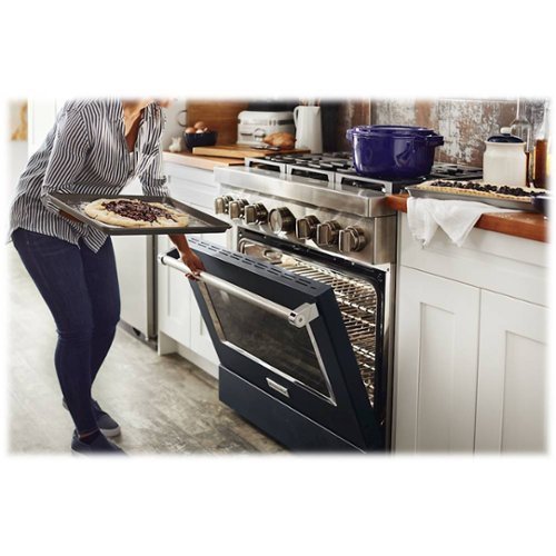 KitchenAid - 36 in. Wide 6 burner 5.1 cu. ft. Freestanding Dual Fuel True Convection Range with Self-Cleaning - Ink Blue