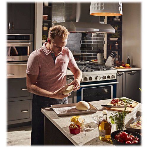 KitchenAid - 36 in. Wide 6 burner 5.1 cu. ft. Freestanding Dual Fuel True Convection Range with Self-Cleaning - Ink Blue