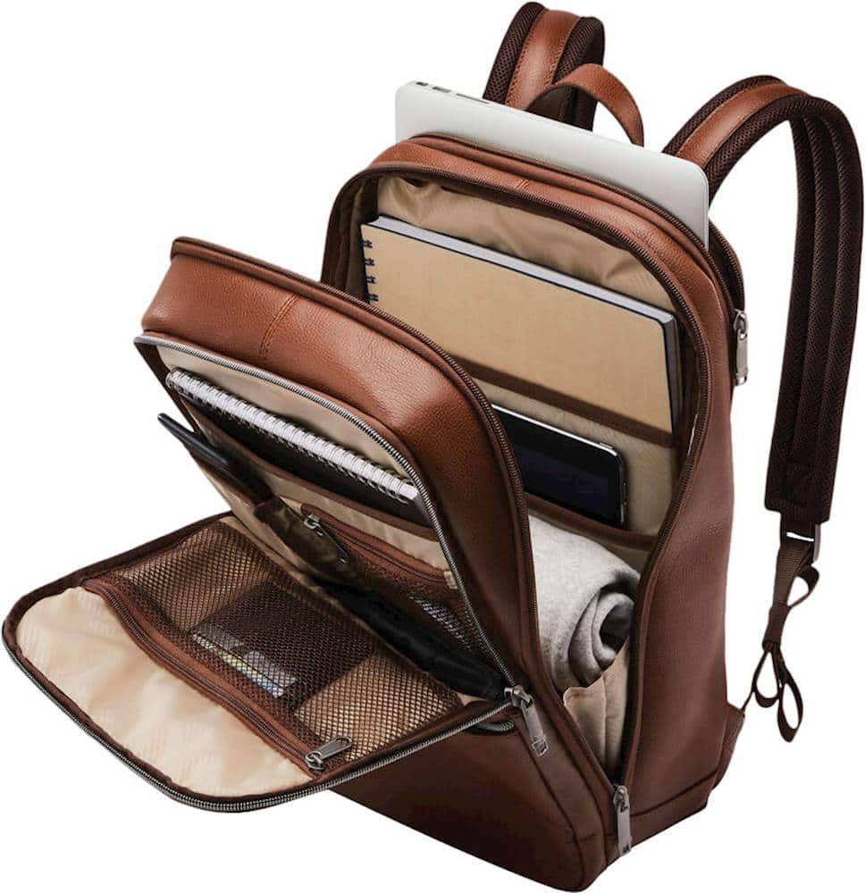 Samsonite - Classic Leather Slim Backpack for 14.1" Laptop - Cognac