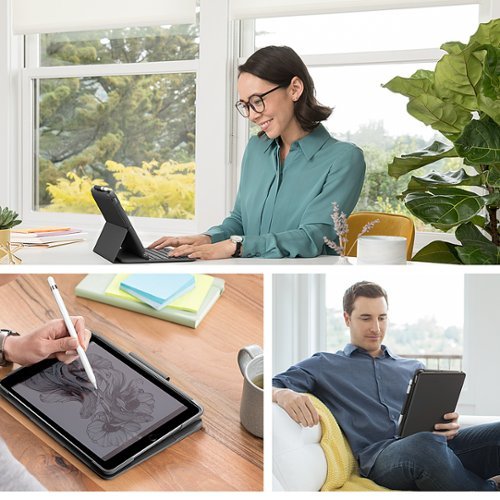 Logitech - Slim Folio Keyboard Folio for Apple iPad (7th, 8th & 9th Generation) - Graphite