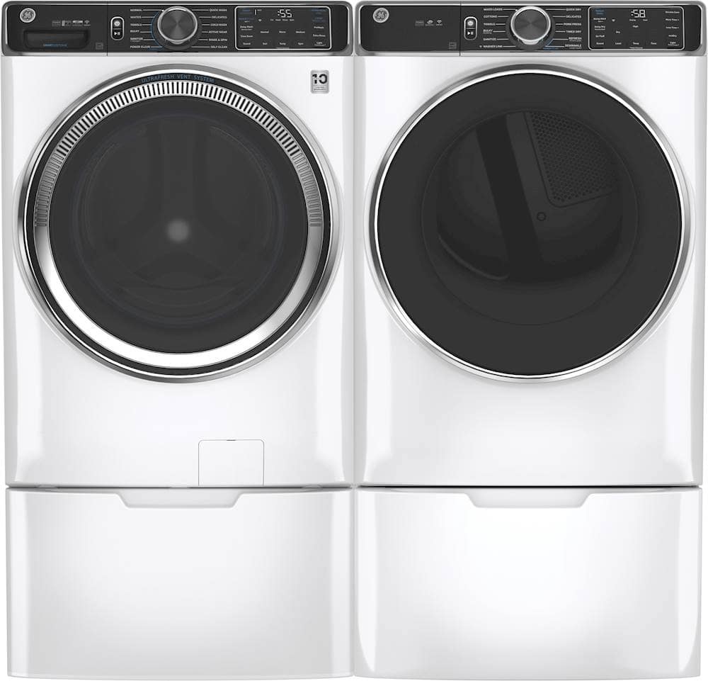 GE - 16” Laundry Pedestal with Storage Drawer for Select Washers and Dryers - White