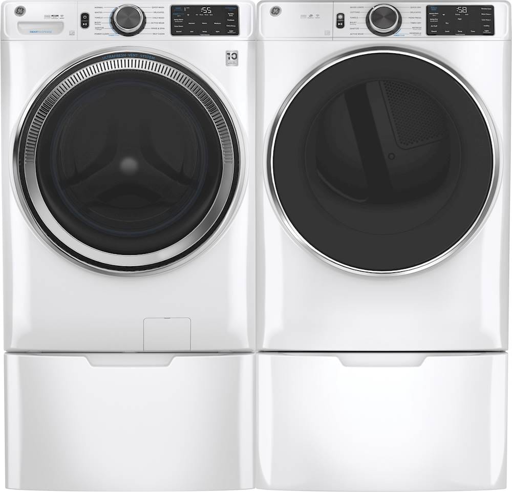 GE - 16” Laundry Pedestal with Storage Drawer for Select Washers and Dryers - White