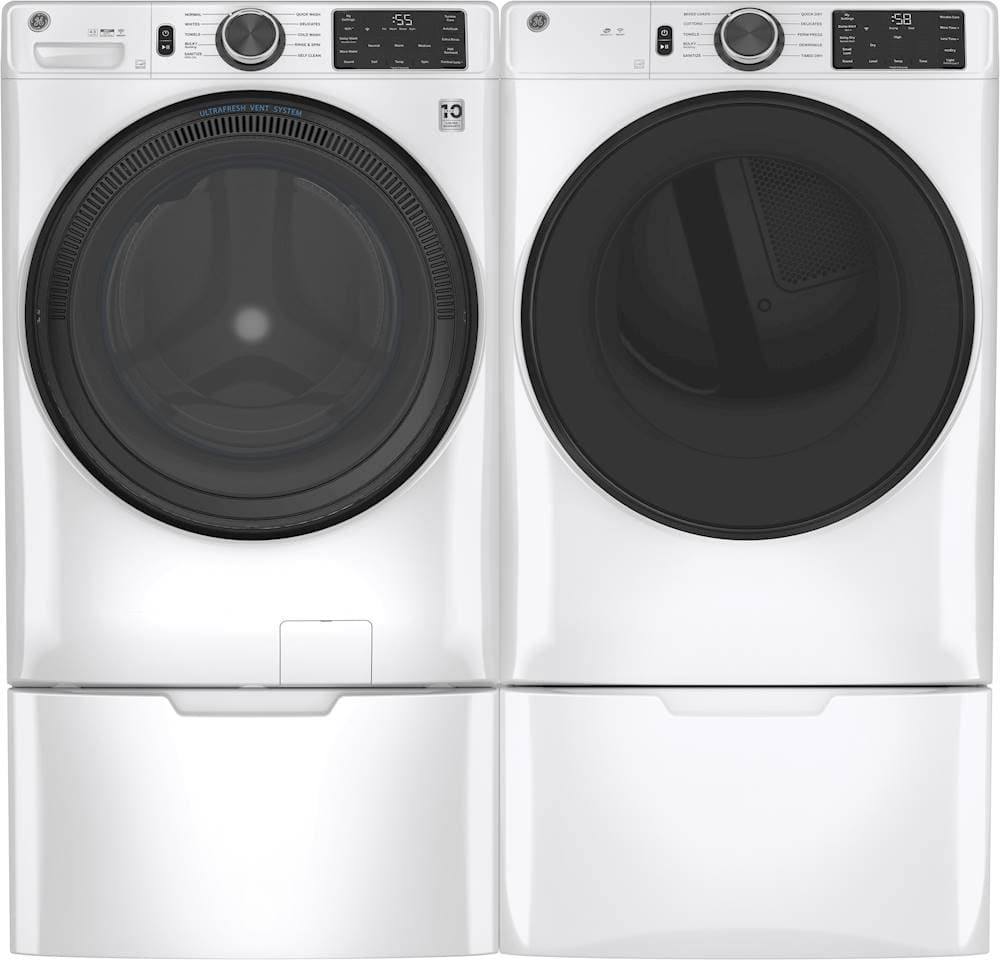 GE - 16” Laundry Pedestal with Storage Drawer for Select Washers and Dryers - White