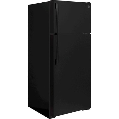 GE - 28 in. Wide 17.5 Cu. Ft. Top-Freezer Refrigerator with Edge-to-Edge Glass Shelves - Black