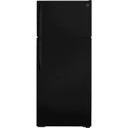 GE - 28 in. Wide 17.5 Cu. Ft. Top-Freezer Refrigerator with Edge-to-Edge Glass Shelves - Black